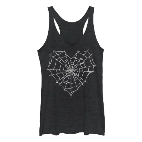 Women's Lost Gods Halloween Heart Spider Web Racerback Tank Top image {3}