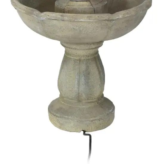 Sunnydaze 35"H Electric Fiberglass 3-Tier Birds' Delight Outdoor Bird Bath Water Fountain image {6}