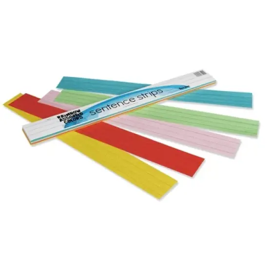 Rainbow Kraft Lightweight Sentence Strips, 5 Assorted Colors, 1-1/2" x 3/4" Ruled 3" x 24", 100 Strips image {1}