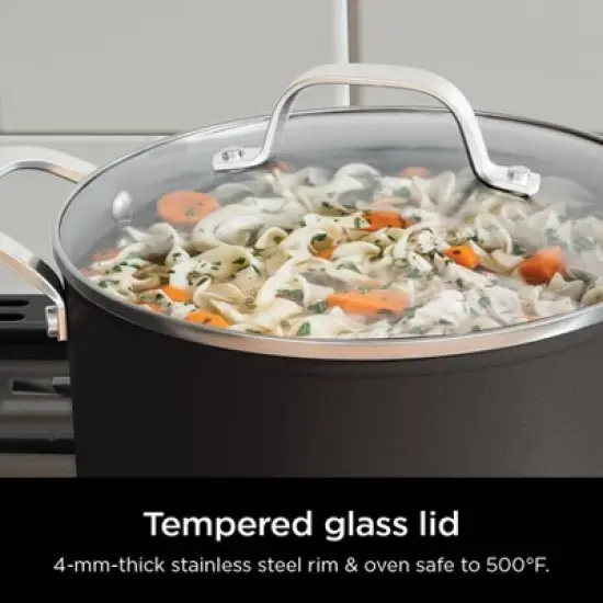 Ninja NeverStick Signature Hard-Anodized 12pc Cookware Set CW79012: Nonstick, Chip-Resistant, Oven-Safe, Tempered Glass Lids image {4}