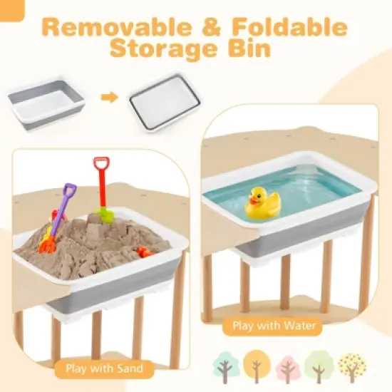 Costway Kids Climbing Arch Sensory Table Montessori Wooden Climber Toy Learning Playset Natural/Multicolor image {7}