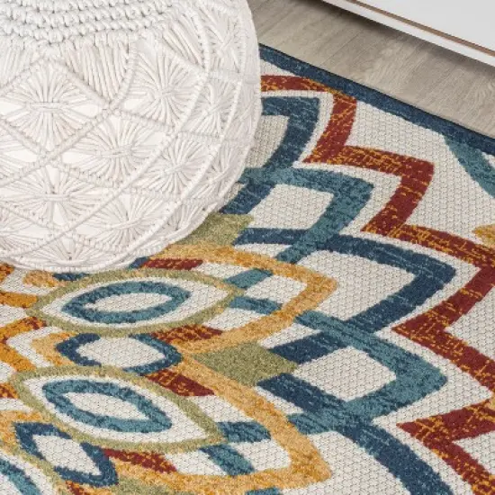 Flora Abstract Bold Mandala High-Low Indoor/Outdoor Area Rug - JONATHAN Y image {2}