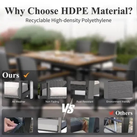 Captiva Designs 7pc Patio Furniture Set with Rectangle Table and Arm Chairs image {8}