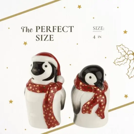 Spode Christmas Tree Salt & Pepper Set, Mr & Mrs Penguin Winter Themed Shakers, Holiday Table D&eacute;cor, Festive Home Accents, Stocking Stuffer Gifts image {6}