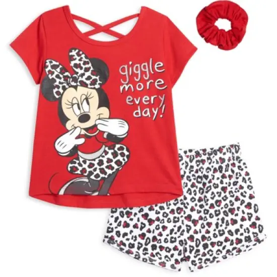 Disney Minnie Mouse Girls T-Shirt Shorts and Scrunchie 3 Piece Outfit Set Toddler  image {12}