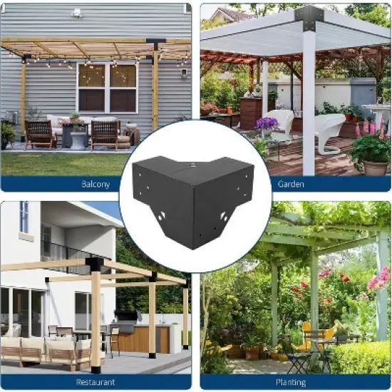 4"x4" Pergola Kit,Heavy-Duty Carbon Steel Gazebo Hardware with 4-Way Brackets,Perfect for Outdoor Patio,Pergola & Cabin Construction image {5}