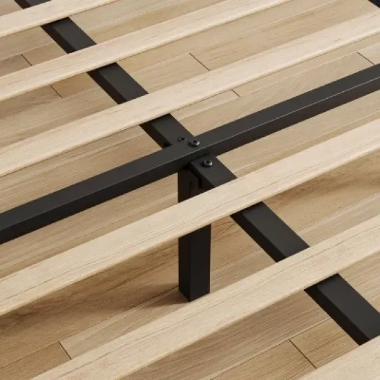 Bed Frame, Upholstered Full Size with Adjustable Headboard - Velvet Tufted Platform Bedframe, No Box Spring Needed, Beige image {4}