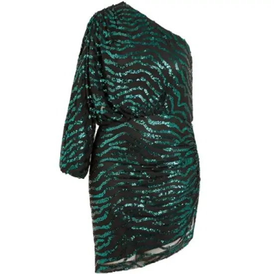 Women's Plus Size Sequin Stripe Dress - emerald | CITY CHIC image {2}