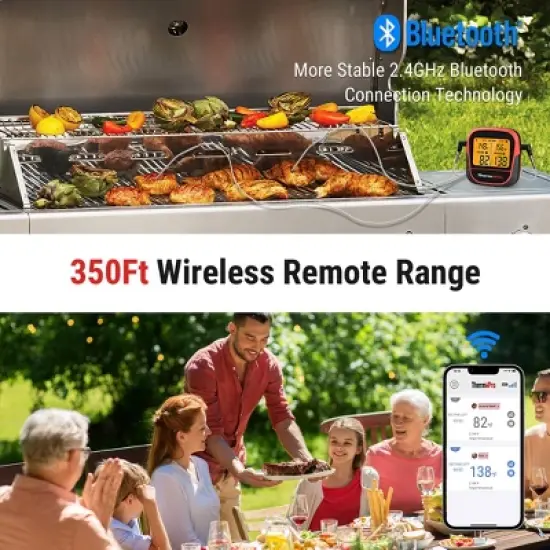 ThermoPro TP901W 350FT Wireless Meat Thermometer Digital, Smart Bluetooth Meat Thermometer for Cooking Grilling and Smoking image {2}