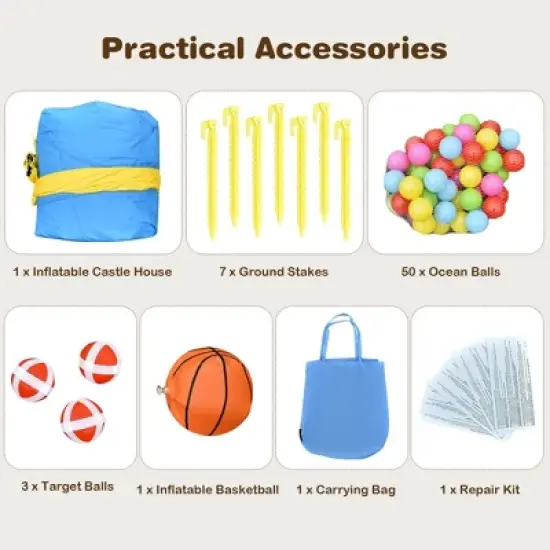 Costway Inflatable Slide Bouncer Ball Pit Basketball Dart Game Without Blower image {9}