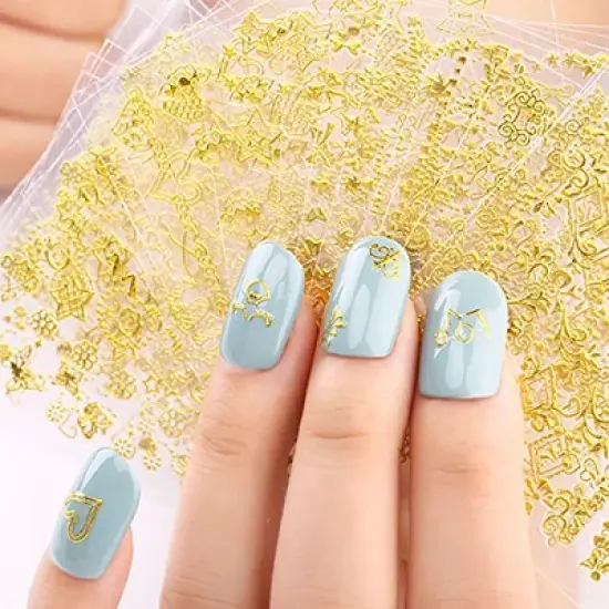 Wrapables 24 Sheets Gold Crowns, Gold Stars & Gold Vines Nail Stickers Set Nail Art image {2}