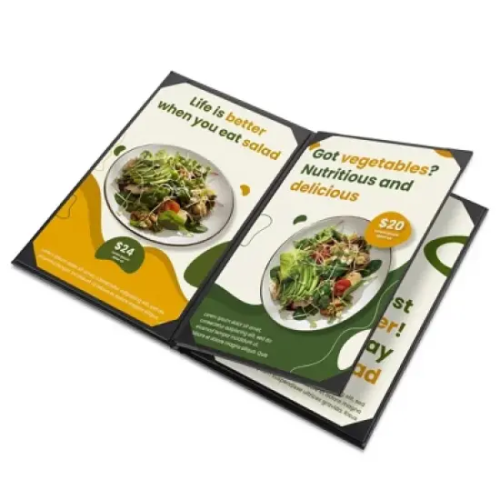 WeChef  8.5 x 14" Menu Covers 10 Packs 4 View Leather Book Style Black Faux Custom Logo Cafe Restaurant Bars image {2}