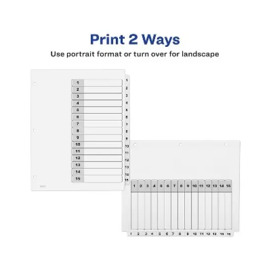 Avery Pre-Printed 15-Tab Numeric Dividers Customizable 11825 image {4}