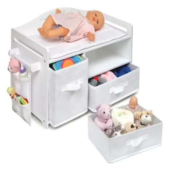 Badger Basket Doll Care Station with Three Baskets and Pocket Organizer - White Rose image {4}