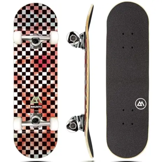 Magneto Skateboard | Maple Wood | ABEC 5 Bearings | Double Kick Concave Deck | For Beginners, Teens & Adults (Red Tie Dye) image {8}