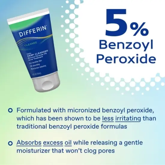 Differin Daily Acne Face Wash Cleanser with Benzoyl Peroxide - 4 fl oz image {7}
