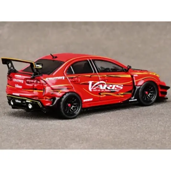 Mitsubishi Lancer Evolution X CZ4A Ver. 2 Wide Body RHD "Varis" Red with Graphics 1/64 Diecast Model Car by CM Models image {2}
