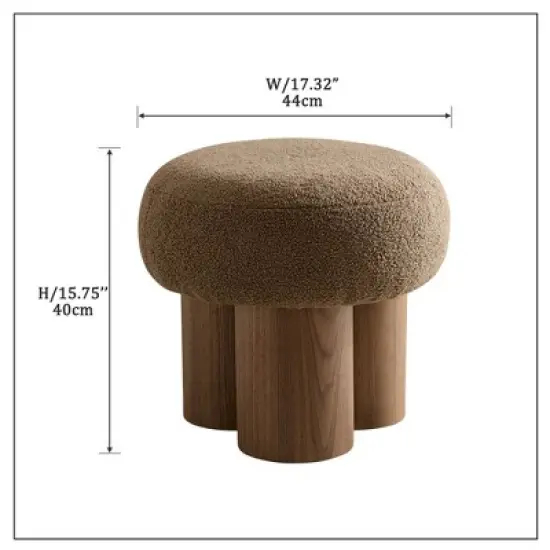 Maliang Ottomans, Mushroom Stool, Lamb Wool Seat, Barrel Pvc Pipe With Walnut Veneer image {1}