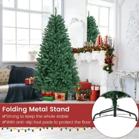 Costway 6ft Hinged Artificial Christmas Tree Unlit Douglas Full Fir Tree w/ 1355 Tips image {8}