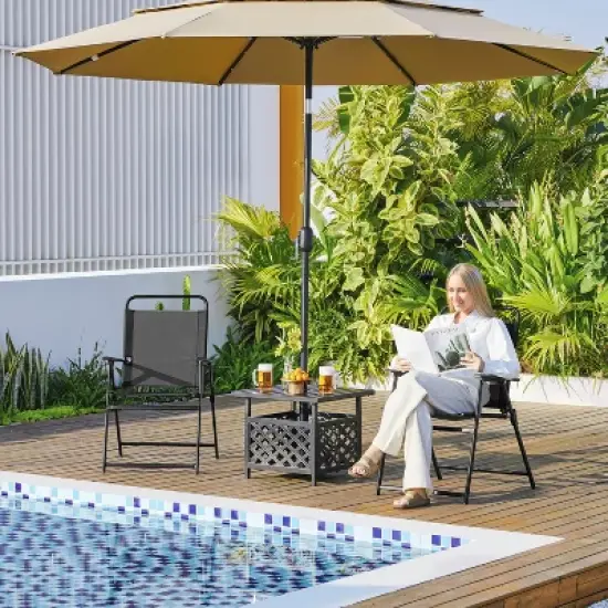 Yaheetech Set of 2 Outdoor Foldable Dining Chairs with Backrest and Armrests image {1}