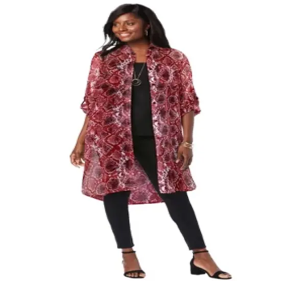 Jessica London Women&rsquo;s Plus Size Sheer Georgette Mega Tunic image {16}