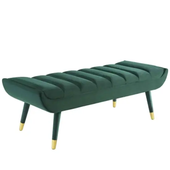 Guess Channel Tufted Performance Velvet Accent Bench Green - Modway image {1}