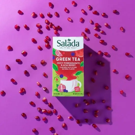 Salada Pomegranate Acai Berry Green Tea with 20 Individually Wrapped Tea Bags Per Box (Pack of 6) image {2}