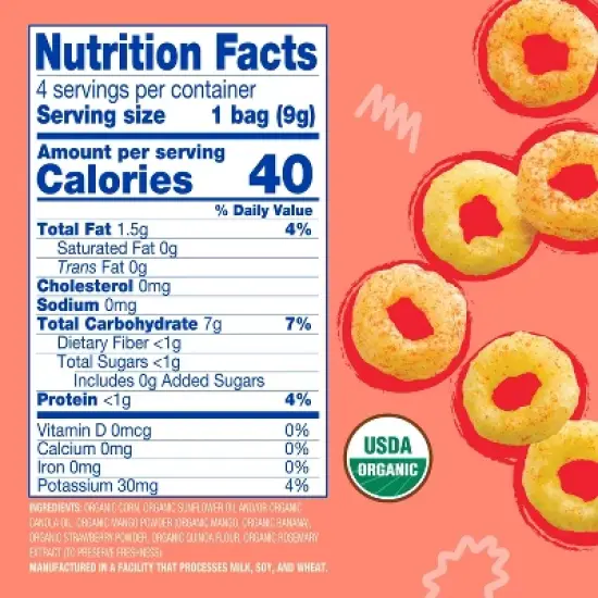 Earth's Best Organic Melty Hoops Multipack Baby & Toddler Snacks - Strawberry Mango - 1.28oz - 4ct image {4}