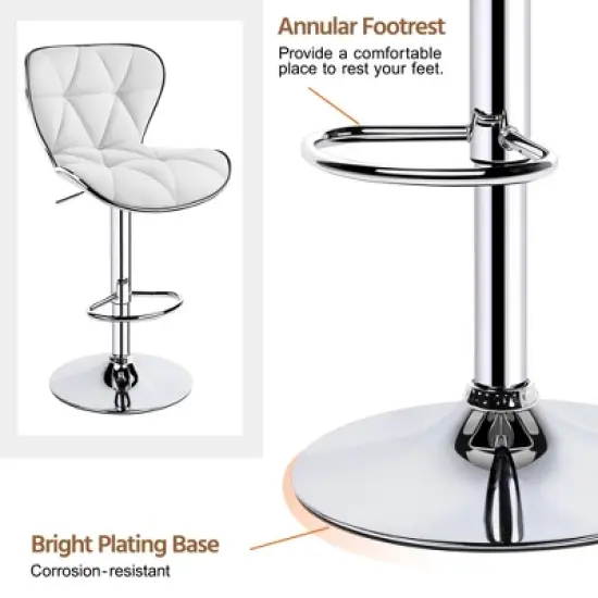 Yaheetech 2pcs Height Adjustable PU Leather Upholstered Swivel Bar Stool Chairs image {5}
