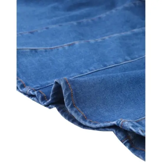 Allegra K Women's High Waist Jean Denim Fishtail Ruffle Skirt image {4}