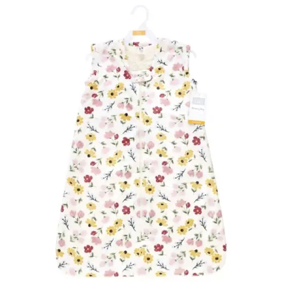 Hudson Baby Infant Girl Plush Faux Fur Sleeping Bag, Wearable Blanket, Soft Painted Florals image {1}