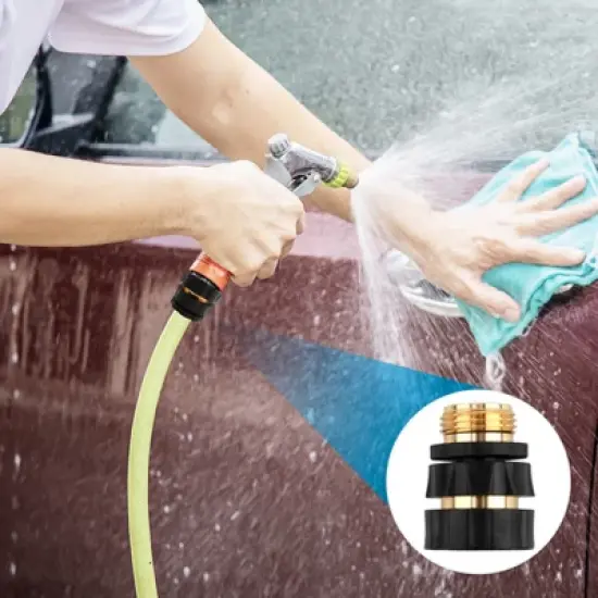 Syemin Landscape Equipment Parts and Accessories, Quick Connect Hose Coupling Set 8 Piece with Rubber Grip for Garden, Lawn, Gold, 1.46"*1.46"*1.97" image {3}