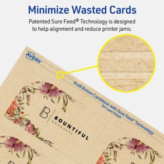 Avery Rectangle Business Cards, 2" x 3-1/2", Kraft Brown, 80 Total image {6}