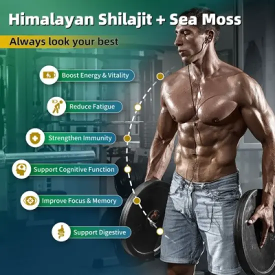 B Beworth Sea Moss and Shilajit Bundle, All in 1 Supplements for Energy, Endurance, Antioxidant & Immune Support, 240 Capsules image {2}