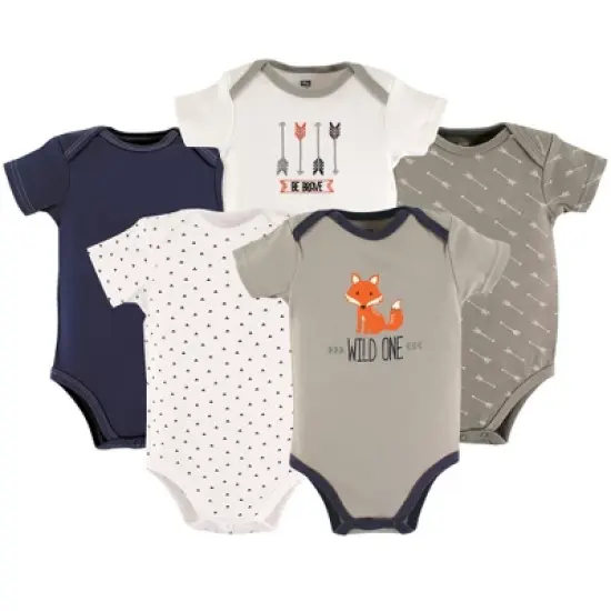 Hudson Baby Infant Boy Cotton Bodysuits 5pk, Wild One image {1}
