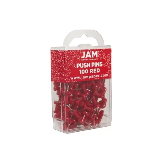 JAM Paper Colored Pushpins Red Push Pins 2 Packs of 100 2242955A image {1}