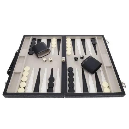 WE Games Backgammon Set, Elegant Black Leatherette Case, 14.75 x 9.75 in. closed; 19.25 x 14.75 in open, Family Board Games, Board Games for Adults image {3}