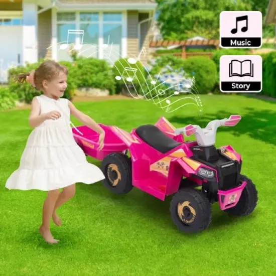 Sandinrayli 6 Volt Kids Ride On ATV Toddler Toy Car 4-Wheeler Quad Car for Kids 3-6 with Trailer image {8}
