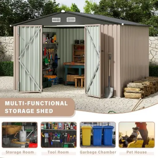 6x8FT Outdoor Metal Storage Sheds, Metal Garden Sheds & Outdoor Storage image {1}