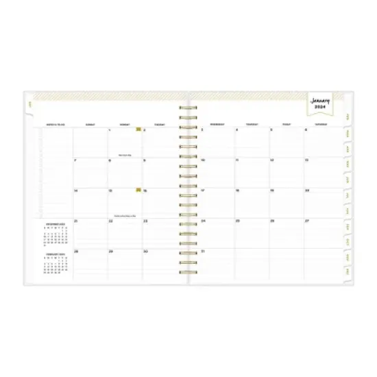 Day Designer 2024 Planner 8"x10" Daily/Monthly Frosted Cover Rugby Stripe Black image {5}