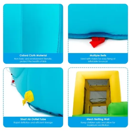 Inflatable Water Park Bounce House Two-Slide Bouncer w/Climbing Wall&480W Blower image {7}