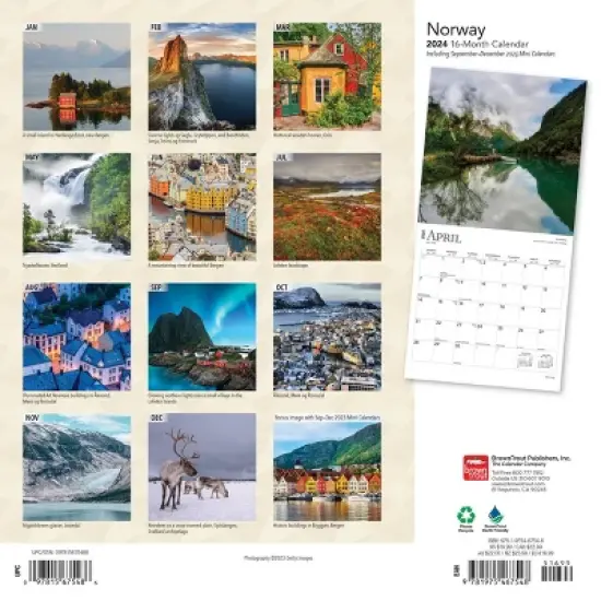 Browntrout 2024 Wall Calendar 12"x12" Norway image {1}