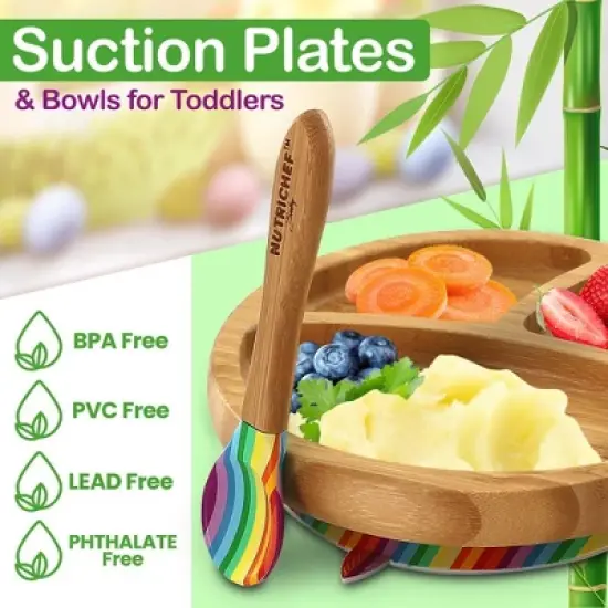 NutriChef Rainbow Dinnerware Set with Bibs for Kids image {2}