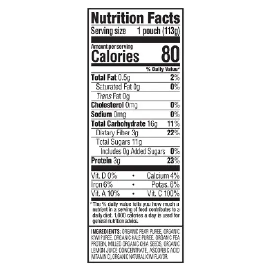 HappyTot Fiber & Protein Organic Pears Kiwi & Kale Baby Food Pouch - 4oz image {7}