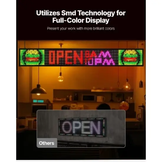 VEVOR Programmable Sign, P10 Full Color Flexible Digital Scrolling Panel, DIY Custom Text Pattern GIF Display Board, Bluetooth APP Control, Black image {2}