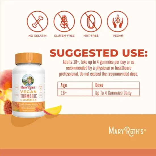 MaryRuth's Turmeric Gummies, Peach Mango, 120 ct image {2}