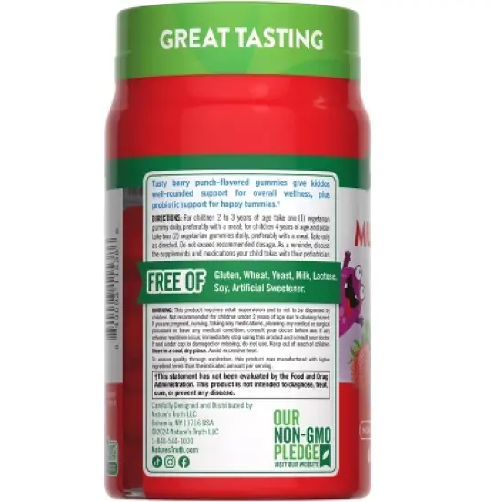 Nature's Truth Kids Multivitamin Gummies with Probiotics | 60 Count | Berry Punch Flavor image {6}