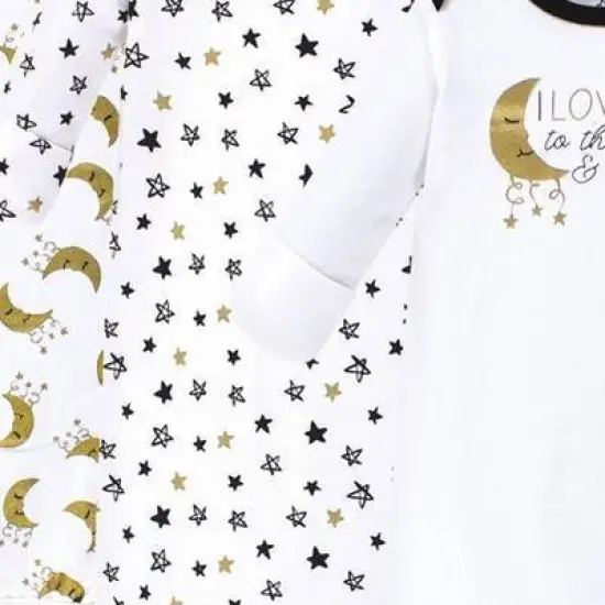 Yoga Sprout Baby Cotton Long-Sleeve Gowns 3pk, Metallic Moon image {2}