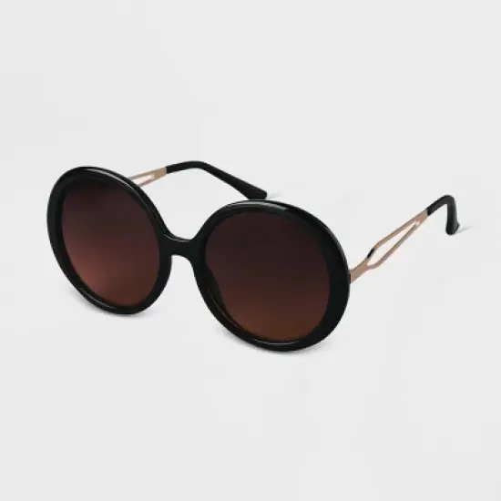 Women's Oversized Round Sunglasses - A New Day&trade; Black image {1}