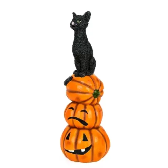 32" Halloween Black Cat and Pumpkins Stack - National Tree Company image {3}